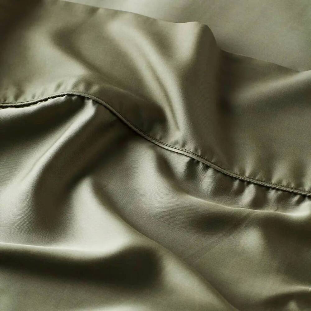 NEW ETTITUDE cleanbamboo signature sateen flat sheet in moss - Picture 3 of 4